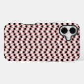 Coque iPhone 16 Plus Retro Hearts Pink Black & White (Verso Horizontal)