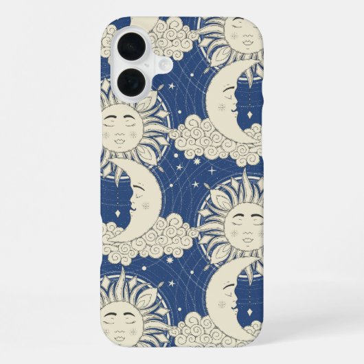 Coque iPhone 16 Plus rêves bohèmes bleus (Verso)