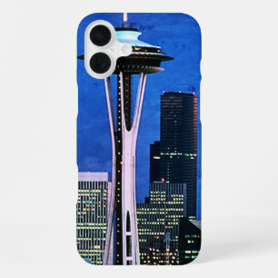 Coque iPhone 16 Plus Rideau de douche Blue Seattle Skyline