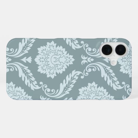 Coque iPhone 16 Plus Rococo Damask Art I Duck Egg Blue+Teal (Verso Horizontal)