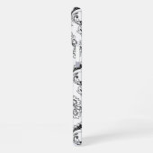 Coque iPhone 16 Plus Rococo Damask Line Pattern Black on White (Côté gauche)