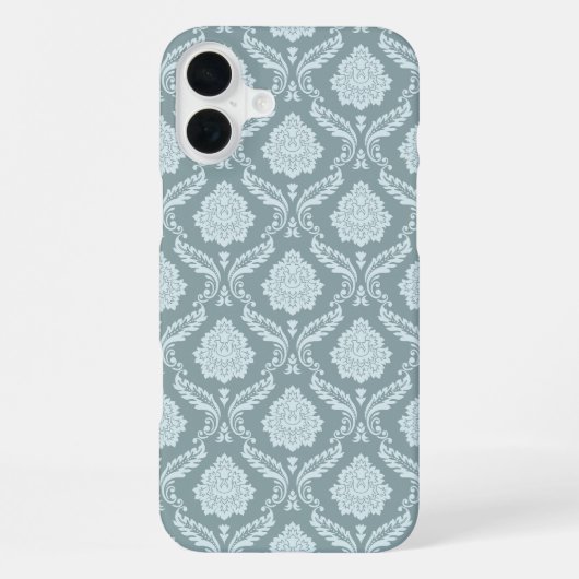 Coque iPhone 16 Plus Rococo Damask Rpt Pattern Duck Egg Blue+Teal (Verso)