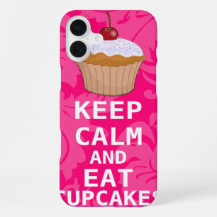 Coque iPhone 16 Plus Rose Chaud Damas Restez Calme Et Mangez Des Cupcak
