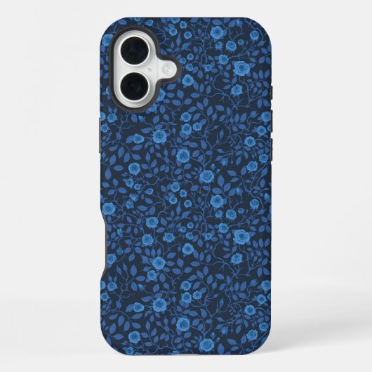 Coque iPhone 16 Plus Roses sauvages en bleu (Verso)