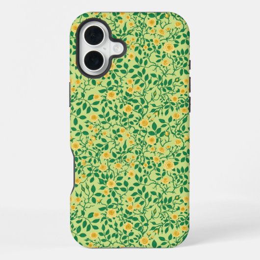 Coque iPhone 16 Plus Roses sauvages en jaune et vert (Verso)