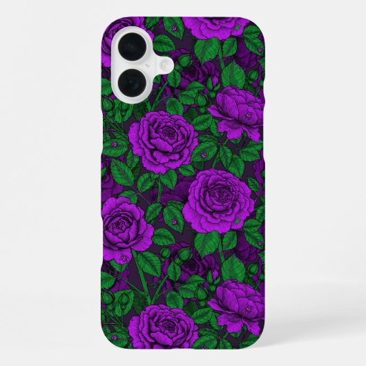 Coque iPhone 16 Plus Roses violettes (Verso)