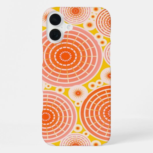 Coque iPhone 16 Plus Roues imbriquées - orange et or (Verso)