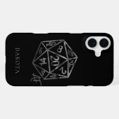 Coque iPhone 16 Plus RPG Crit AF | Silver Fantasy Tabletop Gamer Dice (Verso Horizontal)