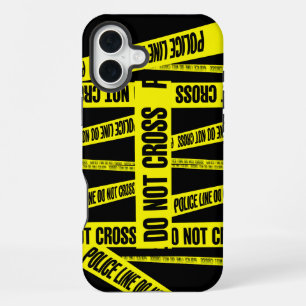Coque iPhone 16 Plus Ruban de scène de crime jaune Ne pas traverser Zon