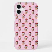 Coque iPhone 16 Plus Santa Hat Personnalisé Visage 2 Photo Cadeau de No (Verso)