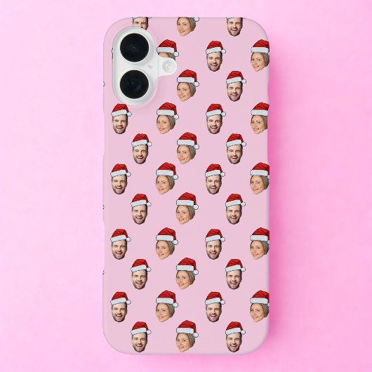 Coque iPhone 16 Plus Santa Hat Personnalisé Visage 2 Photo Cadeau de No