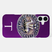 Coque iPhone 16 Plus SCEAU DES TEMPLIERS MONOGRAMME violet (Verso Horizontal)