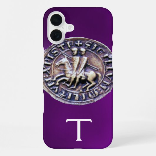 Coque iPhone 16 Plus SCEAU DES TEMPLIERS MONOGRAMME violet (Verso)