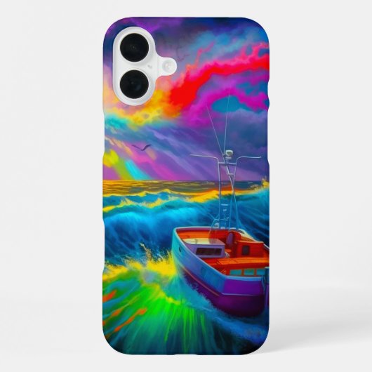Coque iPhone 16 Plus Scène de bateau d'Artsy (Verso)