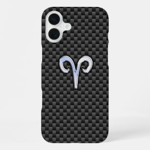 Coque iPhone 16 Plus Signe du zodiaque Bélier sur fibre de carbone Char