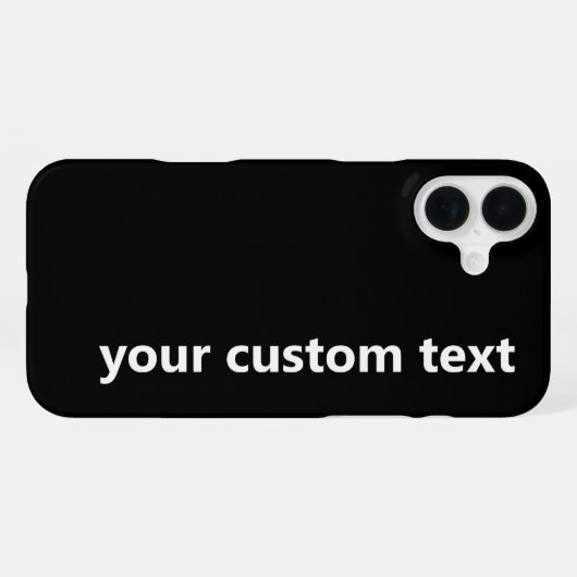 Coque iPhone 16 Plus Simple en noir et blanc Votre Modèle texte (Verso Horizontal)