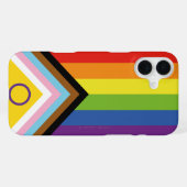 Coque iPhone 16 Plus SlipperyJoe Intersex Progrès Fierté Drapeau arc-en (Verso Horizontal)