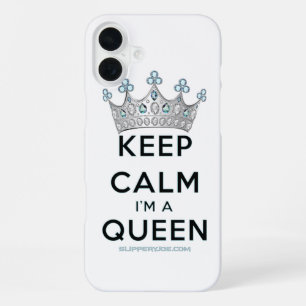 Coque iPhone 16 Plus SlipperyJoe's Keep Calm Queen royal attrait oeil c