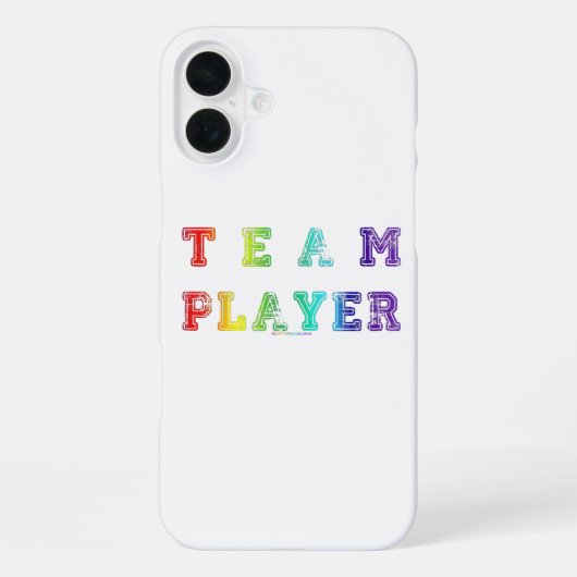 Coque iPhone 16 Plus SlipperyJoe's Team Player mots gradient rainbow c (Verso)