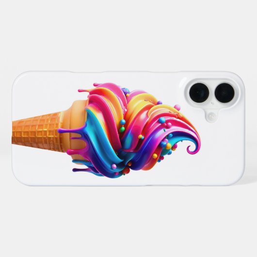 Coque iPhone 16 Plus SlipperyJoe's vibrante crème glacée cone classique (Verso Horizontal)