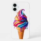 Coque iPhone 16 Plus SlipperyJoe's vibrante crème glacée cone classique (Verso)