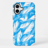 Coque iPhone 16 Plus Sophisticated Feather Design On A Bright Blue  (Verso)