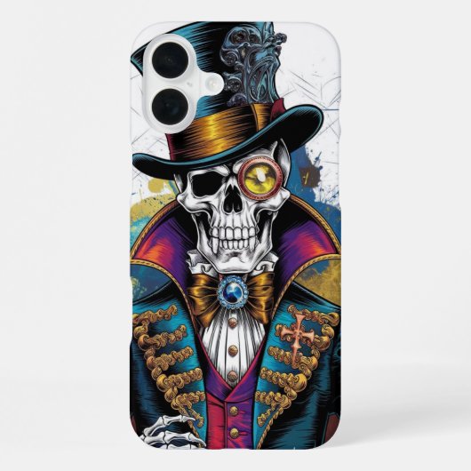 Coque iPhone 16 Plus Squelette dans l'élégance victorienne (Verso)