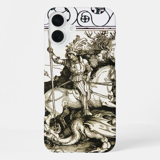 Coque iPhone 16 Plus ST. GEORGE ET DRAGON, Noir Blanc (Verso)