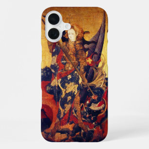 Coque iPhone 16 Plus St. Michael vainquant le diable en chevalier médié