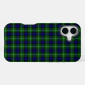 Coque iPhone 16 Plus Tartan Lamont bleu vert carreau (Verso Horizontal)