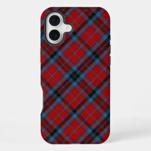 Coque iPhone 16 Plus Tartan MacTavish Rouge et Bleu Carreaux