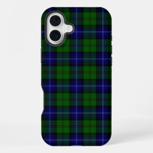 Coque iPhone 16 Plus tartan Urquhart bleu vert plaid