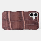 Coque iPhone 16 Plus Taupe moderne Croc Cuir Texture (Verso Horizontal)