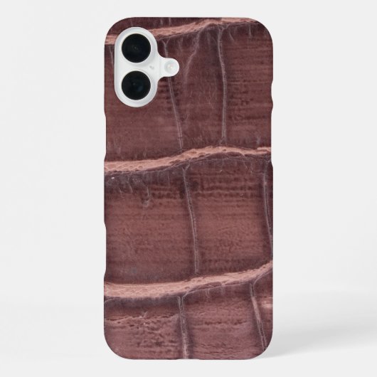 Coque iPhone 16 Plus Taupe moderne Croc Cuir Texture (Verso)