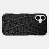 Coque iPhone 16 Plus Taupe moderne Croc Cuir Texture (Verso Horizontal)