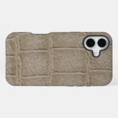 Coque iPhone 16 Plus Taupe moderne Croc Cuir Texture (Verso Horizontal)