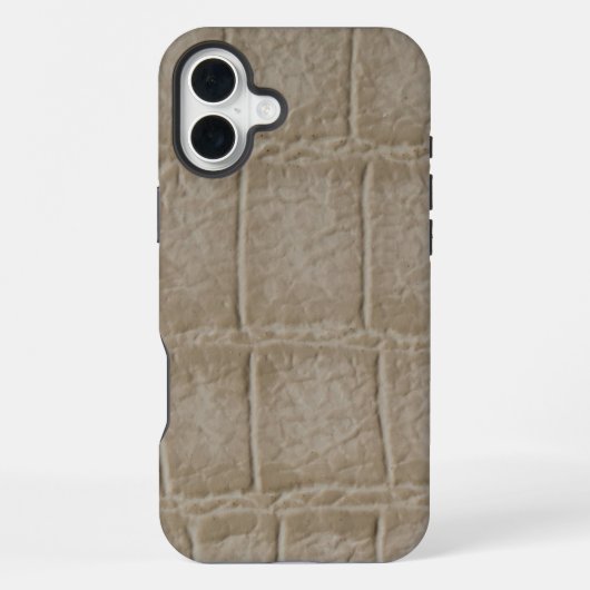 Coque iPhone 16 Plus Taupe moderne Croc Cuir Texture (Verso)
