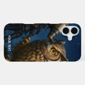 Coque iPhone 16 Plus Télescope Chouette Imaginaire Nuit (Verso Horizontal)