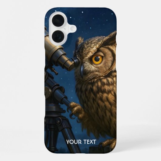 Coque iPhone 16 Plus Télescope Chouette Imaginaire Nuit (Verso)