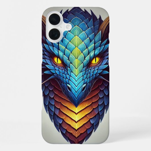 Coque iPhone 16 Plus Tête de dragon bleu (Verso)