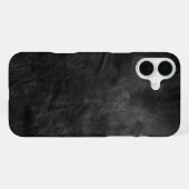Coque iPhone 16 Plus Texture de cuir noir délavé (Verso Horizontal)