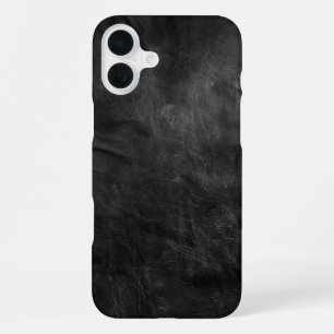 Coque iPhone 16 Plus Texture de cuir noir délavé