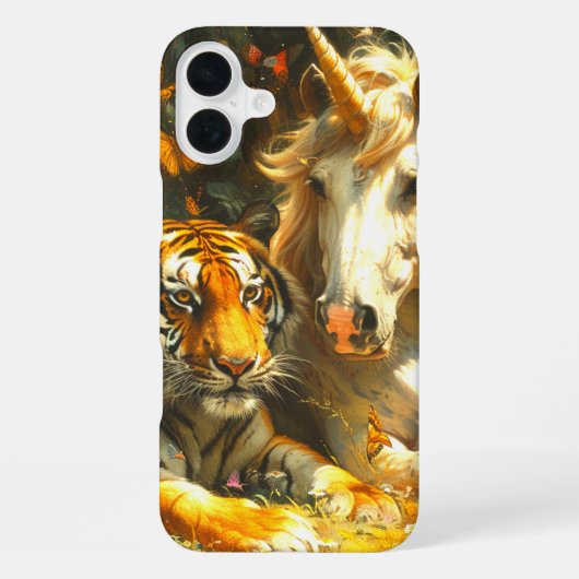 Coque iPhone 16 Plus Tigre et licorne (Verso)