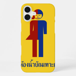 Coque iPhone 16 Plus Toilettes Ladyboy / Tomboy ⚠ Panneau Thaï ⚠