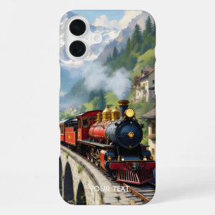 Coque iPhone 16 Plus Train Antique Fantastique Mignon Cramoisi