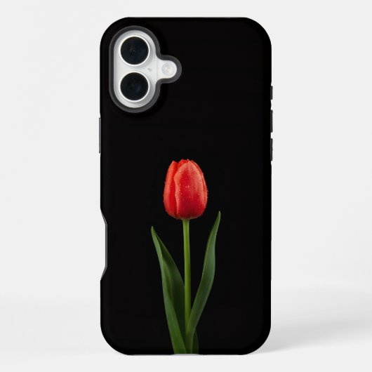 Coque iPhone 16 Plus Tulipe Rouge Rubis Noir 4 Luxe iPhone 16 Plus (Verso)