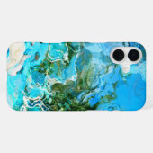 Coque iPhone 16 Plus Turquoise Tropical Bleu Océan & Vert Algue (Verso Horizontal)