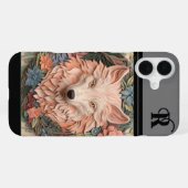 Coque iPhone 16 Plus Unique monogramme Wolf and Flowers (Verso Horizontal)