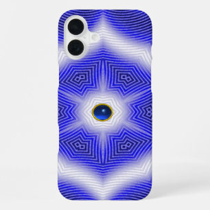 COQUE iPhone 16 PLUS VAGUES ABSTRAITES, ÉTOILE BLEUE ET PIERRE PRÉCIEUS