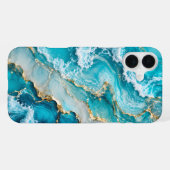 Coque iPhone 16 Plus Vagues de lagon turquoise Abstrait (Verso Horizontal)